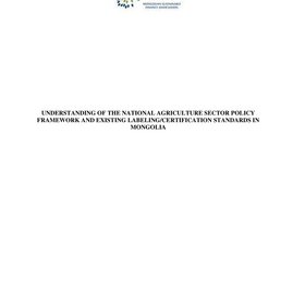 UNDERSTANDING OF THE NATIONAL AGRICULTURE SECTOR POLICY  FRAMEWORK